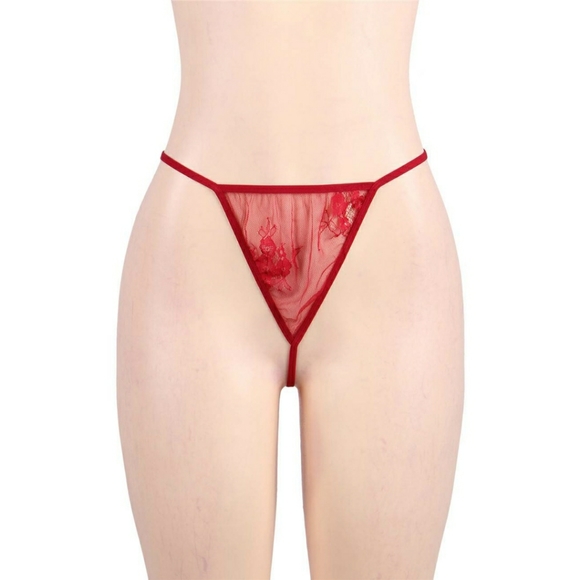 🎀 Red Delicate Lace Sleepwear Gown - Picture 7 of 9